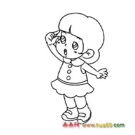 可爱的侧面小女孩简笔画