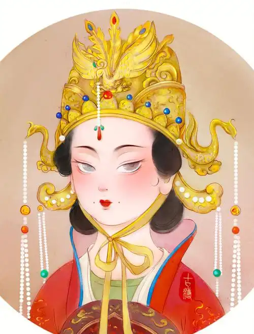 这次是霸气威武和软糯q弹的造型结合灵感参考:来自于武则天画像,造型