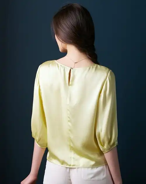 女真丝素绉缎中袖小衫