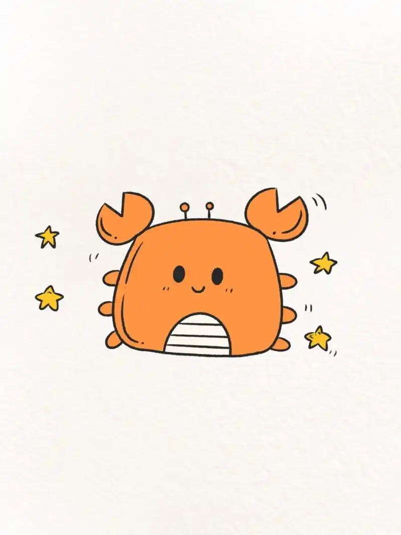 超简单的小螃蟹简笔画 | 附过程 油焖大闸蟹,清蒸面包蟹,, 还是画一个