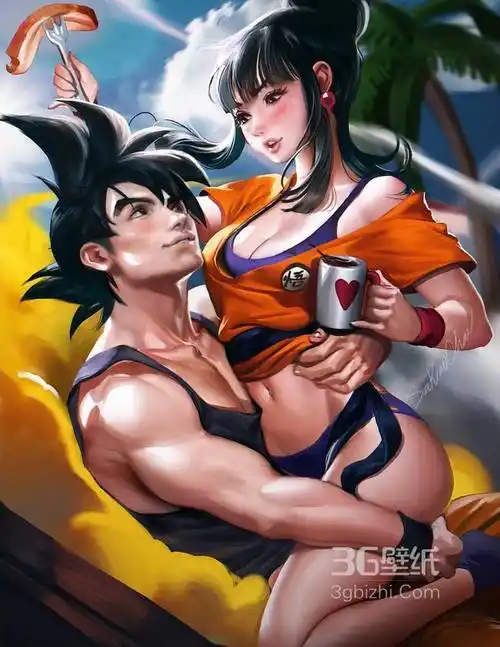 3d手绘七龙珠漫画人物孙悟空的手机壁纸画面有点污