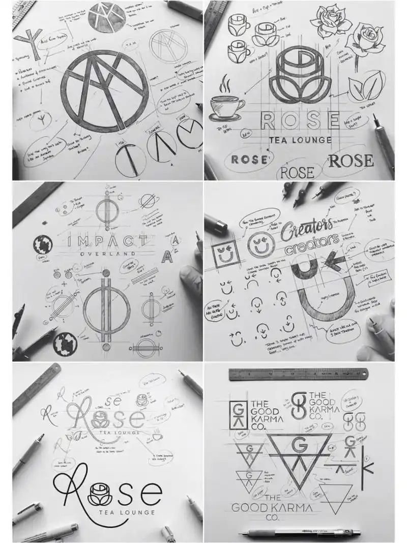 logo设计草图欣赏,logo设计手稿案例合集 在设计师的眼里一个logo是