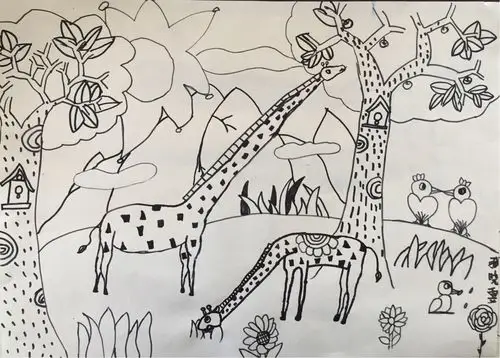 利用线条进行装饰,注意黑白灰的变化.