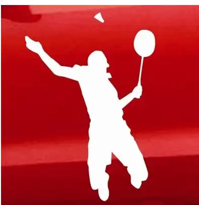 包邮羽毛球动作运动剪影贴纸杀球个性卡通车身后汽车装饰贴