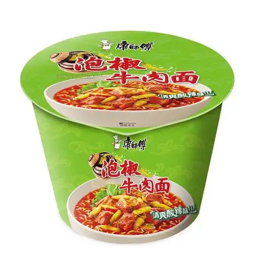 康师傅方便面泡椒牛肉面清爽酸辣味113克*12桶