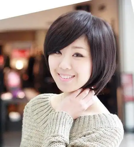 韩式假发 短发 女生 bobo头 新款 斜刘海短发假发头套 短发斜刘