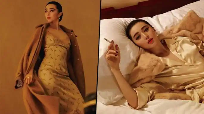 范冰冰举烟躺床 泪眼朦胧红唇微启