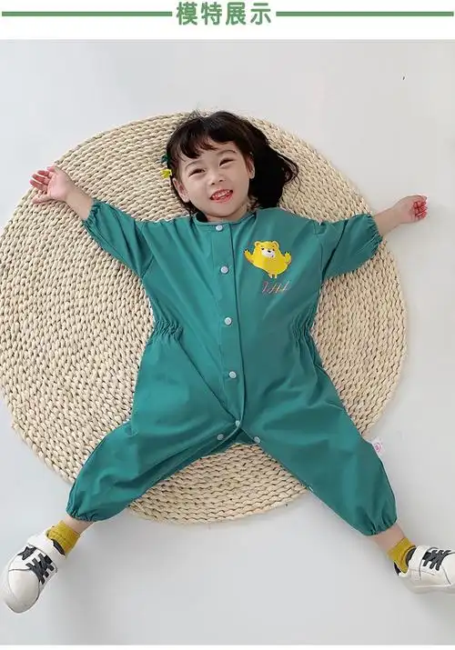 宝宝连体罩衣全身防水防脏外穿连体衣护衣罩裤婴儿儿童宽松爬行服