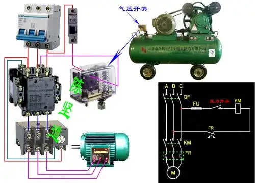 380v气泵的压力开关怎么接,求指点