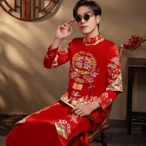 秀禾2020新款唐装中式礼服新郎结婚龙凤敬酒礼服