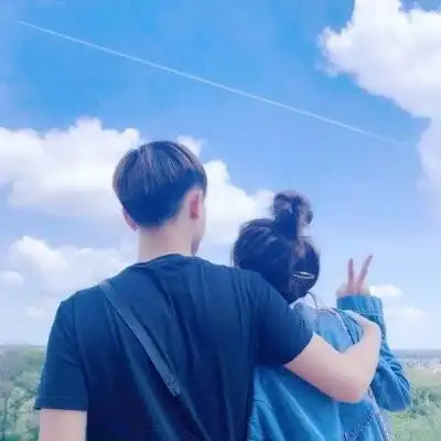 蓝色小清新情侣头像