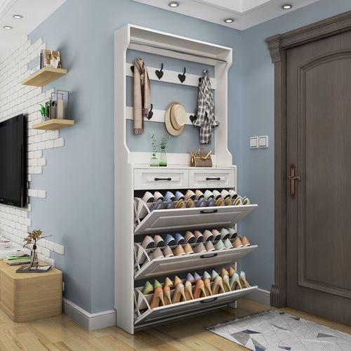 抽拉式鞋柜超窄翻斗鞋柜一体门口鞋柜2021年新款入小户型旋转鞋架