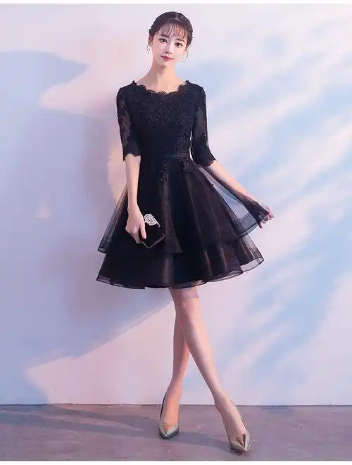 毕业小礼服裙女短款2019新款黑色高贵显瘦派对聚会晚礼服宴会