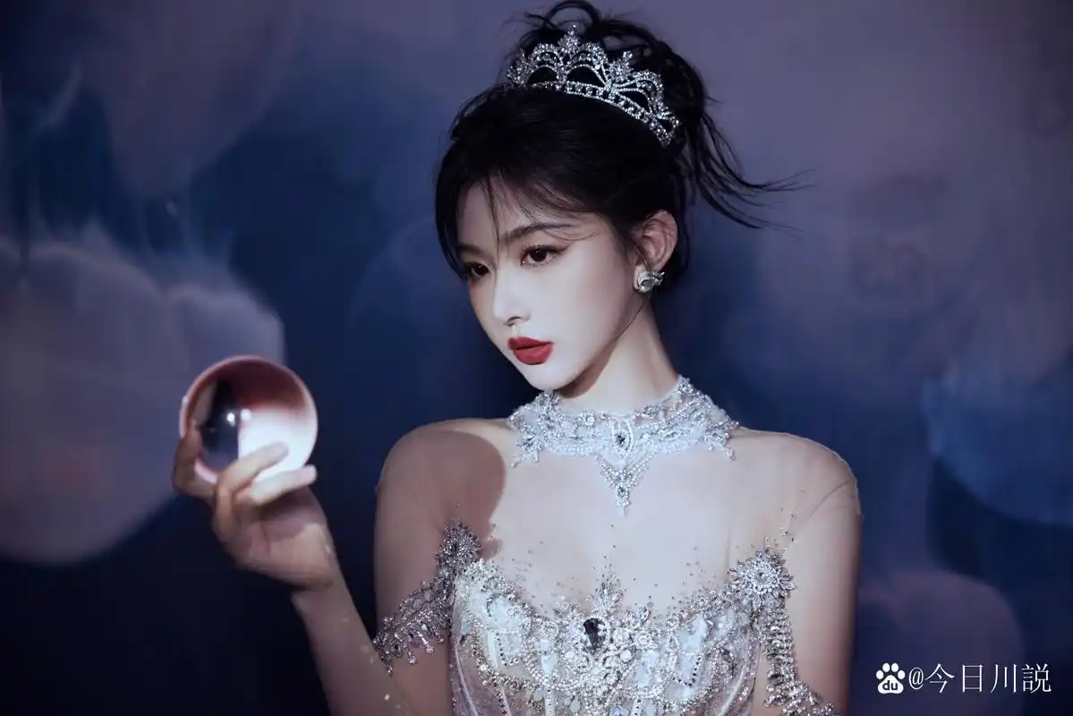 孔雪儿身着璀璨夺目的钻石抹胸连衣裙,曼妙玲珑的曲线令人惊叹.