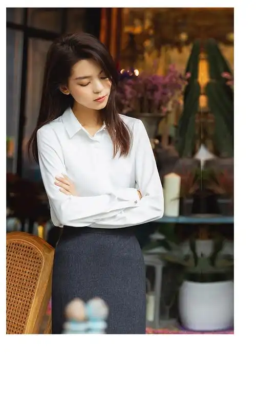 秋冬雪纺衬衣女2019新款气质职业装方领上衣白衬衫女长袖工作服