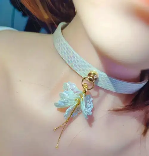自带仙气,戴上就是仙女本仙没错了#手工真皮项圈定制  #choker  #项圈