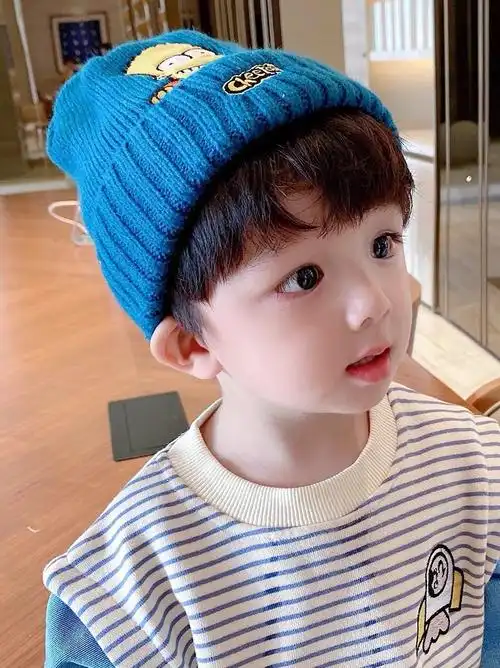 男童宝宝帽子秋冬男童帅气儿童毛线帽可爱超萌韩版潮流冬季小孩针织帽