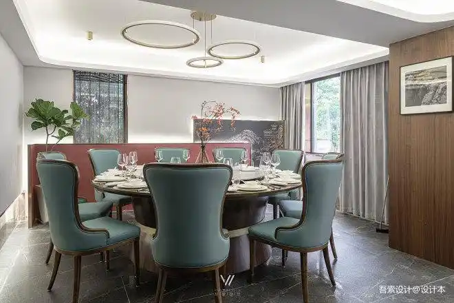 餐饮空间260平米装修案例_效果图 - 望湖轩私房菜餐厅 - 设计本