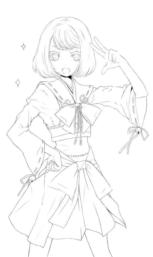 人物线稿黑白动漫素材手绘插画绘画 - 堆糖,美图壁纸兴趣社区