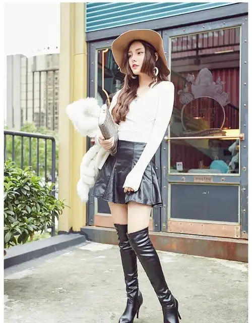 靴子女冬季长筒靴细跟过膝长靴高跟美腿靴显瘦秋冬天穿的百搭骑士靴高