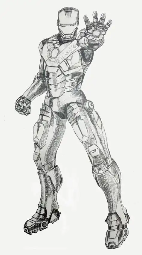 钢铁侠手绘钢铁侠的简单画法手绘钢铁侠钢铁侠马克笔练习初学 马克笔