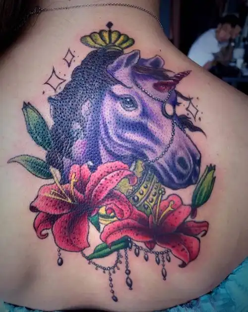 彩色独角兽纹身图片