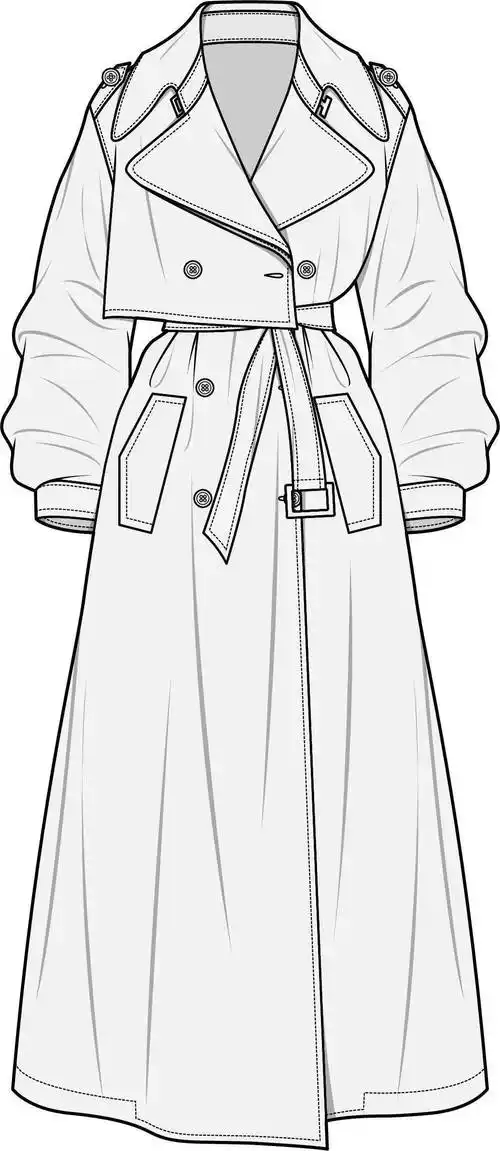 素材合集|150款-风衣/大衣-平面款式图线稿合集!