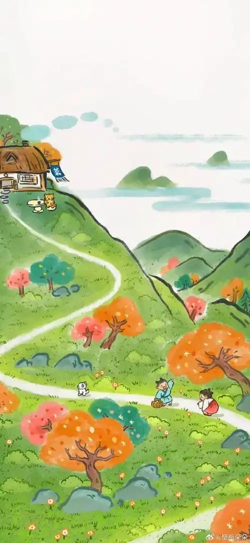 春天绿色系护眼古风插画壁纸