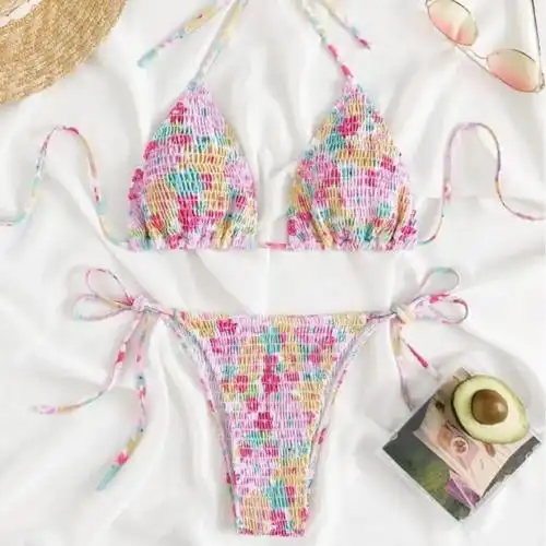 源头新款工厂三角包泳衣女现货打揽性感三点式绑带比基尼跨境套装