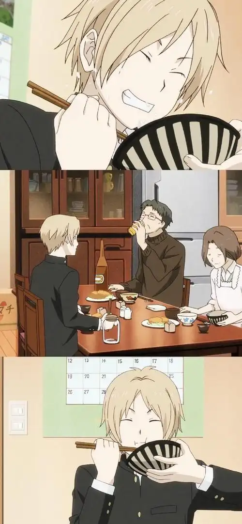 夏目友人帐卡通三格拼接手机壁纸