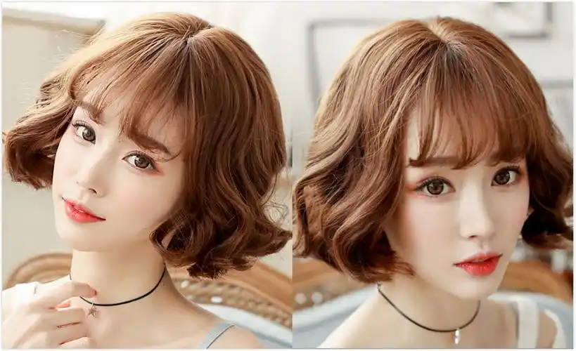 女生及肩短卷发发型图片