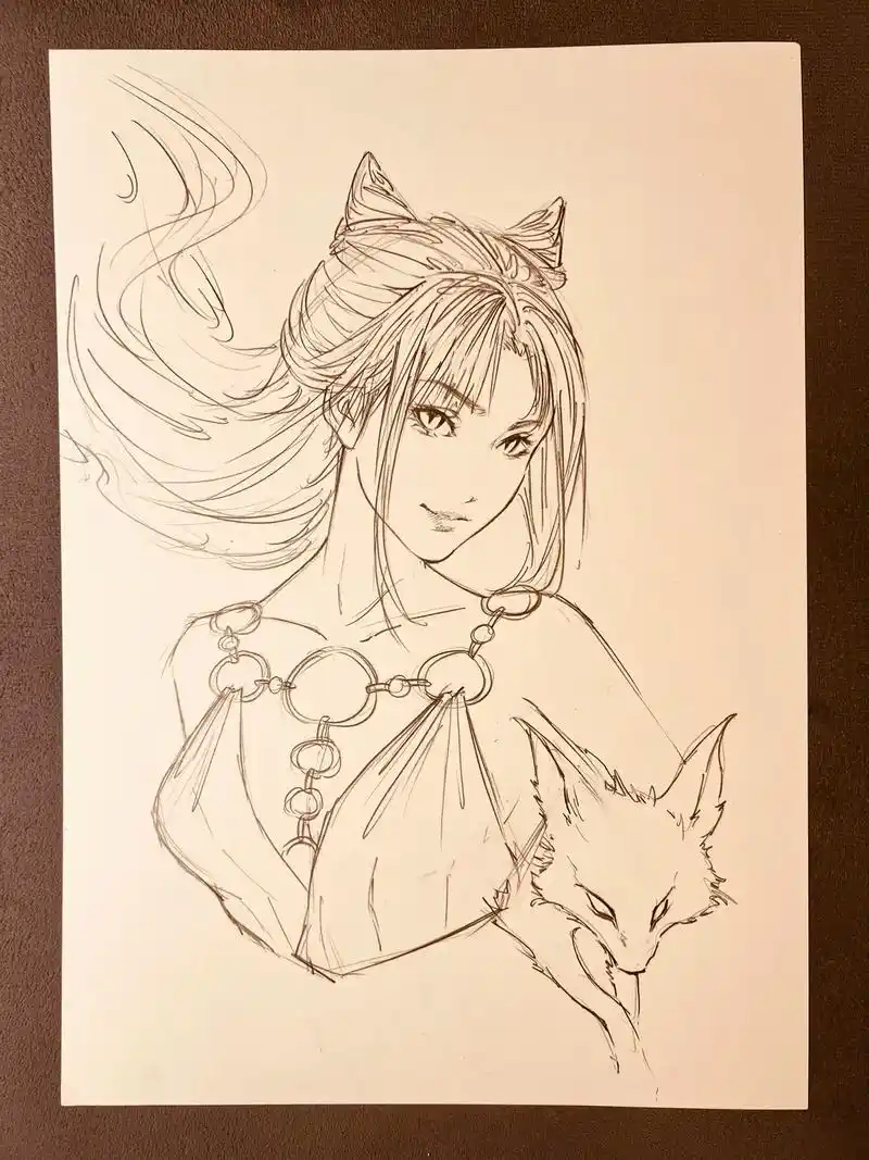 画画练习打卡 #每日一画 #铅笔稿 #苏妲己 #永劫无间  - 抖音