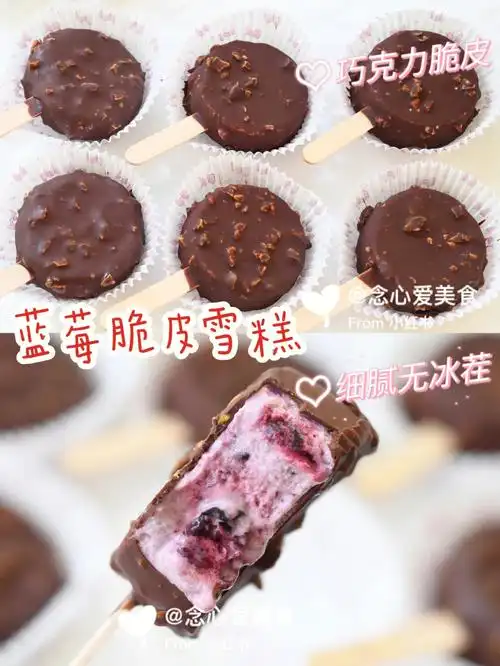 自制08脆皮蓝莓雪糕酸甜可口细腻无冰茬75