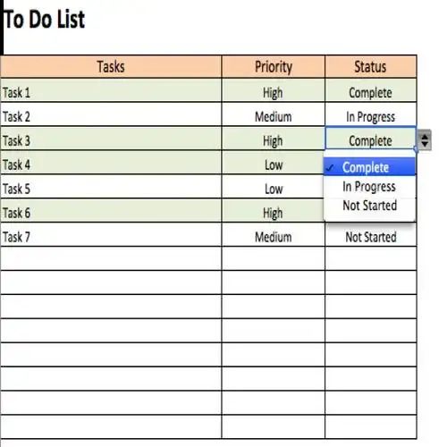 to do list excel