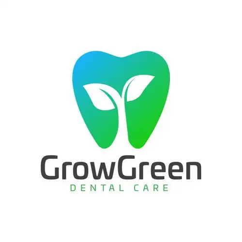 现代优雅种植叶牙科标志.