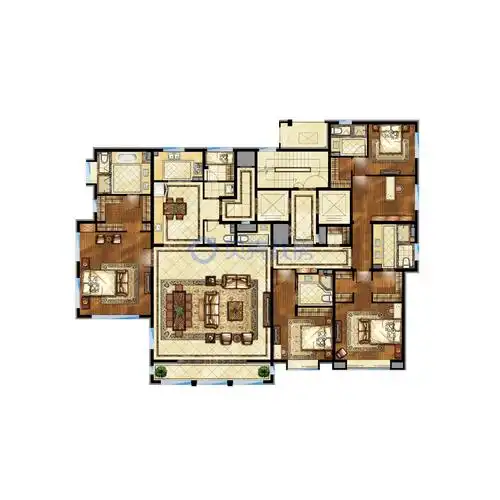 【中海北京世家_北京中海北京世家楼盘】五居室户型图|5室2厅1厨6卫建