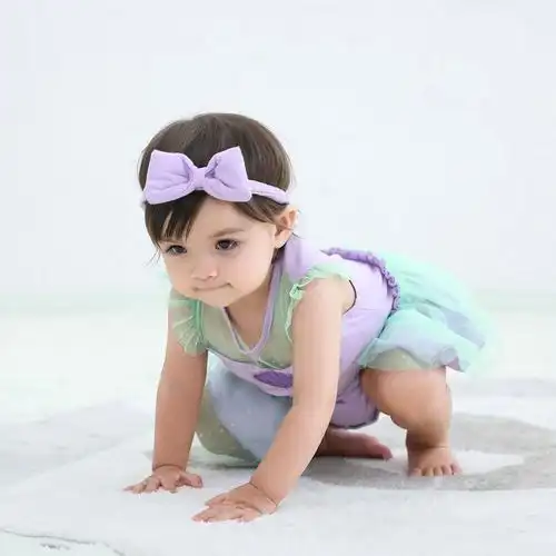 依百购婴幼儿美人鱼连身衣婴童长发公主爱莎哈衣婴儿幼儿连体衣爬行衣