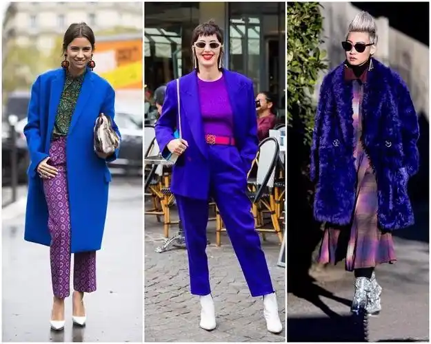 华丽的宝蓝色 迷情的紫色搭配在一起时能互相衬托出对方的光泽感,比如