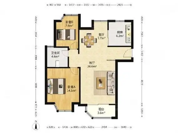 新世纪花园10楼!2房2厅!电梯花园小区!出租房源真实图片