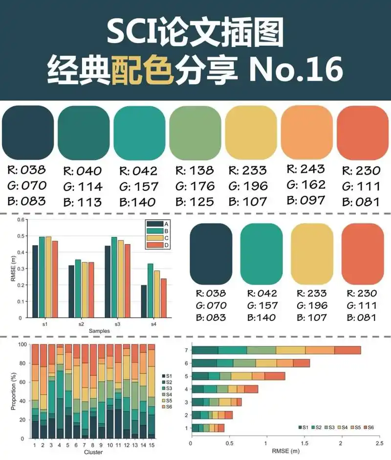 sci论文插图经典配色分享 第16期 这次分享一个7色的配色.