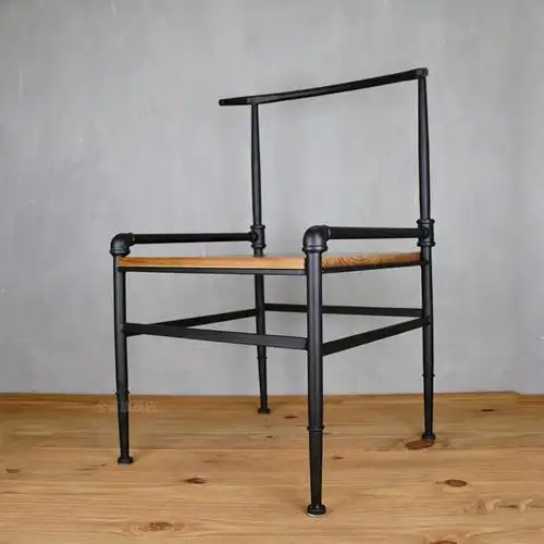 水管做旧艺会议椅家用餐厅饭店咖啡厅靠背创