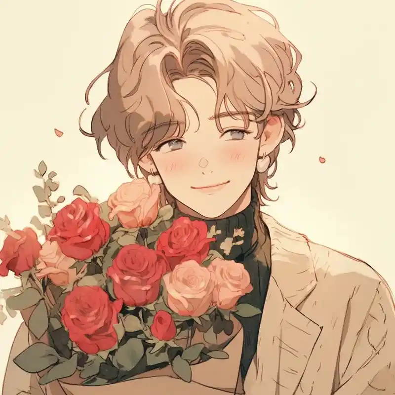 小男孩抱着玫瑰花孤独的头像 - 抖音