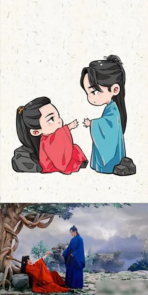 当山河令中的周子舒温客行变成迷你版的漫画20年一遇的呆萌