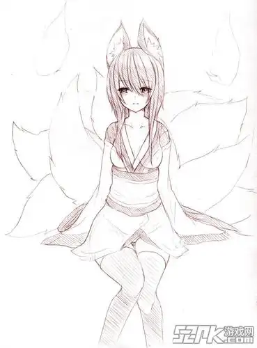 少女联萌lol九尾妖狐阿狸卖萌手绘