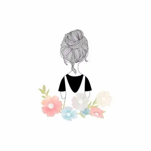 闺蜜系列头像手绘线条的女生背影头像图片