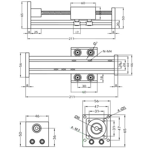 gps梯形丝杠直线导轨滑台模组电动工作台滑轨含42/57步进电机包邮
