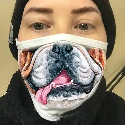 口罩外贸创意卡通印花棉布透气网红狗头定制口罩