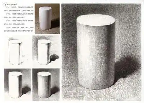 素描教程零基础画素描石膏 圆柱体的绘画步骤