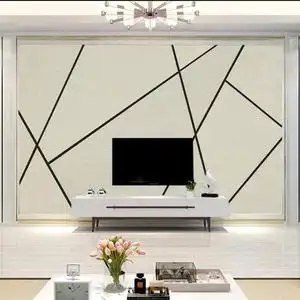 北欧电视背景墙壁纸客厅现代简约3d立体几何线条图形影视墙布壁画