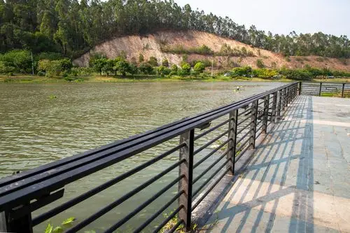 河边围栏的影子,乍一看如同曲谱一样